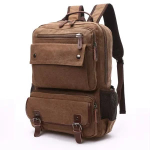 Retro Canvas Men’s Business Backpack Lightweight Soft for Outdoor Sports Leisure Polyester Lining