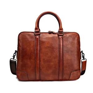 Retro Computer Briefcase Men’s Leather Business Handbags Cowhide Men’s Bags Casual Crossbody Shoulder Bag