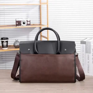 Retro Crazy Horse Leather Crossbody Bag Men’s Briefcase Daily Use Laptop Carrying Business Bag Messenger Bag