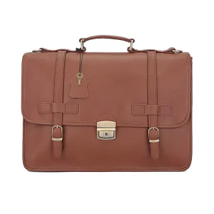 Retro Crazy Horse Leather Men’s Hard Bag Business Genuine Leather Shoulder Bag with Zipper Closure