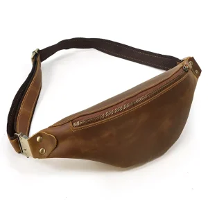 Retro Crazy Horse Leather Waist Bag Multifunctional Genuine Leather Men’s Crossbody Bag Chest Bag