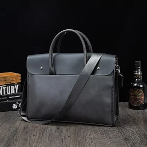 Retro Crazy Horse PU Leather Men’s Bag Handbag Large capacity Single shoulder Crossbody Bag Business Briefcase