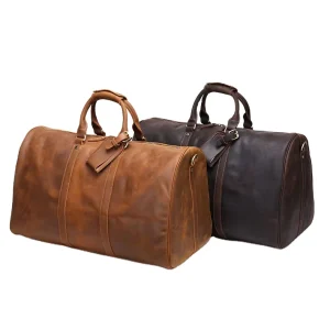 Retro Genuine Leather Men Travel Bag Sports Gym Bag Large Capacity Weekend Overnight Luggage Travel Duffle Bag for Men