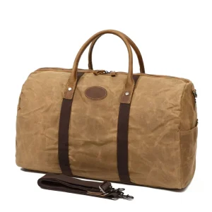Retro Large Capacity Men’s Handheld Travel Bag Waterproof Waxed Canvas Crossbody Luggage Bag