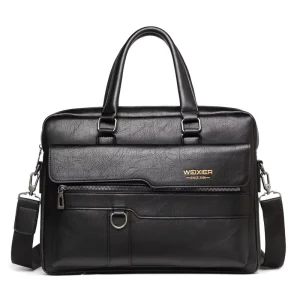 Retro Men’s Business Bag Briefcase Large Capacity PU Leather Waterproof Handbag
