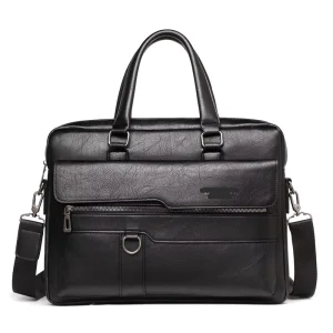 Retro Men’s Business Briefcase Waterproof Large Capacity Leather Men’s Handbag Package Bags for Small Business