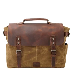 Retro Men’s Shoulder Bag Batik Canvas Leather Crossbody Bag Outdoor Casual Handheld Crossbody Bag Business Briefcase