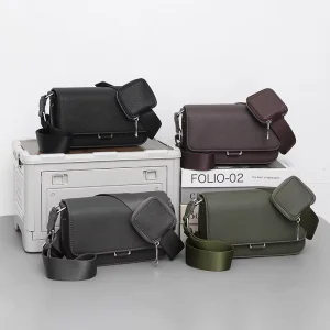 Retro Men’s Small Square Crossbody Bag Trendy Fashion Messenger Sports Bag with Zipper Closure Waterproof High-End