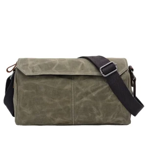 Retro Men’s Sports Small Bag Business Casual Shoulder Bag Batik Canvas Cylinder Small Crossbody