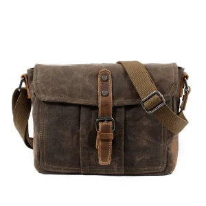 Retro Men’s Work Fashion Mini Cell Phone Bag Crossbody Bag Daily Simple Batik Canvas Shoulder Bag