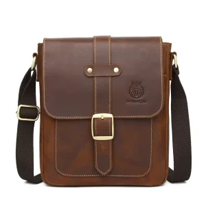 Retro Single Shoulder Messenger Bag New British Fashion Style Vintage Crazy Horse Genuine Leather for Men