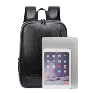 Retro Style Black Leather Backpack Bag Men’s PU Leather Laptop Backpacks