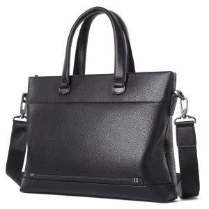 Retro Style Business Crossbody Leather Briefcase, Men’s Shoulder Messenger Bag