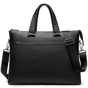Retro Style Men’s Business Crossbody Leather Briefcase, Portable Shoulder Messenger Bag