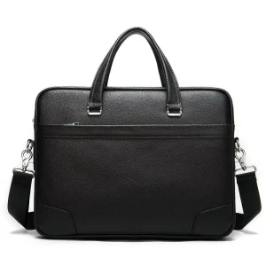 Retro Style Men’s Business Crossbody Leather Messenger Bag, Portable Briefcase