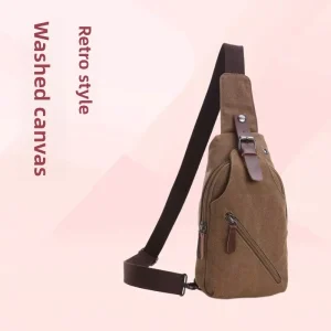Retro Washed Canvas Men’s Chest Bag Shoulder Crossbody Outdoor Street Casual Wear resistant Everyday Use Spring