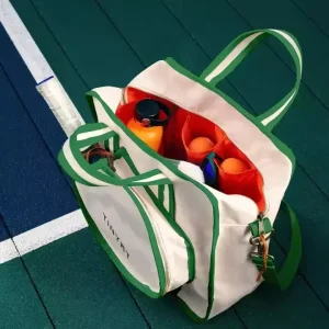 Reversible Pickleball Paddle Kit Men’s Tennis Tote Bag Cotton Canvas Rackets Bags with Waterproof Feature