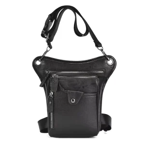 SG0436 Men’s PU Leather Waist Bag Unisex Waterproof Adjustable Strap Waist Pack Mobile Phone Bag for Carnival