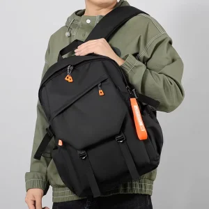 Schoolbag Solid Color Korean Style Student Backpack Men’s Large Capacity Versatile Casual Backpack Bag
