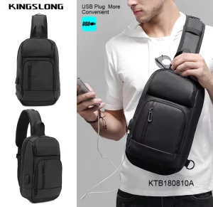 Should Bag Men’s Fashion Waterproof Sling Bag Chest Bag with USB Port Daily Use Crossbody Bag
