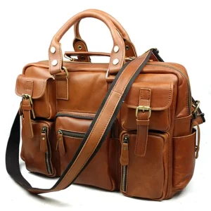 Shoulder Bag Waterproof Laptop Bag Large Capacity Men’s Business Leather Briefcase Custom Printed Logo Office Bag