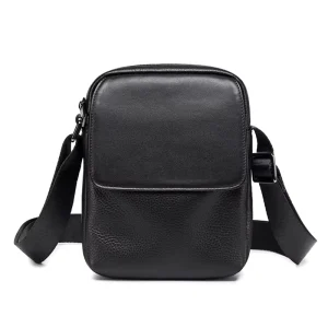 Side Bag for Men Customizable Fashion Genuine Leather Lightweight Waterproof Waist Sling Bag Men’s Casual Simple Solid Color