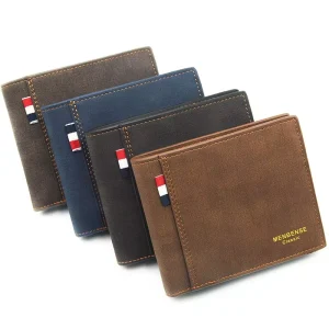 Simple Casual Men’s Leather Wallet High Quality Small Card Holder Short Wallets