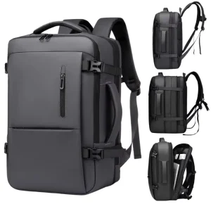 Simple High End Men’s Business Backpack with Large Capacity Waterproof Polyester Lining for Travel and Computer Storage