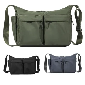 Simple Men’s and Women’s Casual Sports Breathable Ultra light Nylon Fabric Tooling Shoulder Underarm Crossbody Sling Tote Bag