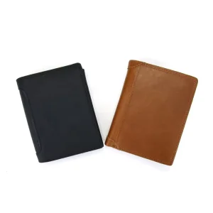 Simple Minimalist Vintage Style Men’s Leather Wallet Open Closure Custom Card Holder Featuring Character Pattern