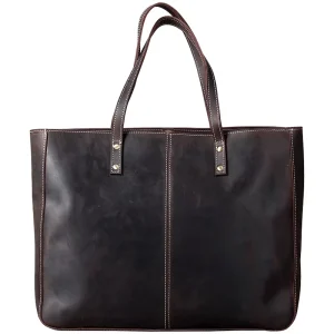Simple Retro Elegant Women Men Real Leather Large 15.6 Inch Laptop Handbags Tote Bag