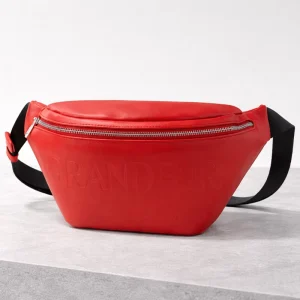 Simple Style Black PU Leather Bum Bag Unisex Crossbody Waist Fanny Pack Anti theft Pocket Candy Pattern Zipper
