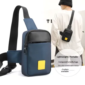 Single Shoulder Crossbody Bag Men’s Korean Style Casual Small Chest Bag Students Mobile Phone Bag Printed Logo