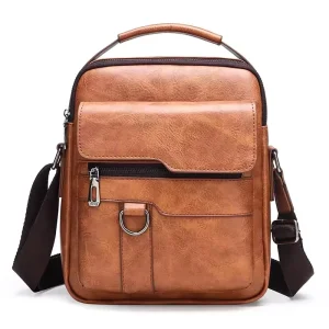 Single Shoulder Crossbody Bag Retro PU Leather Handbag Men’s Messenger Business Bag