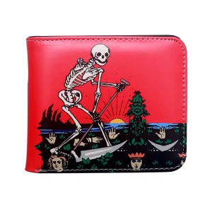 Skull Printed Short Zipper Wallet Men’s and Women’s Handheld Wallet Clip