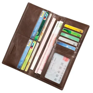 Slim Long Men’s PU RFID Blocking Wallet Fold Closure Large Capacity Multifunctional Card Holder
