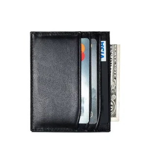 Slim Men’s PU RFID Credit Card Holder ID Card Wallet Fashion Style Recyclable OPP Bag Packing Customized Logo Cappuccino