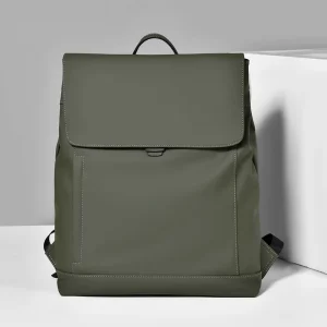 Slim PU Leather Waterproof Anti Theft Lightweight Laptop Backpack with Slim Compartment Men’s Bag for Women Office Daily Commute