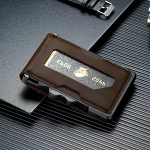 Slim and Minimalist Men’s RFID Anti theft Business Card Aluminum Alloy Card Bag with Brush Finish Everyday Use