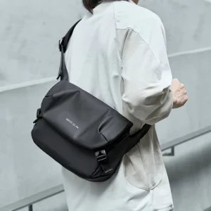 Small Messenger Bag for Men PVC Leather Sling Casual Daypack Crossbody Shoulder Waterproof Satchel