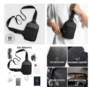 Small Shoulder Bag Anti Theft Brush Nylon Crossbody Bag with Alloy Anti Theft Buckle Men’s Style