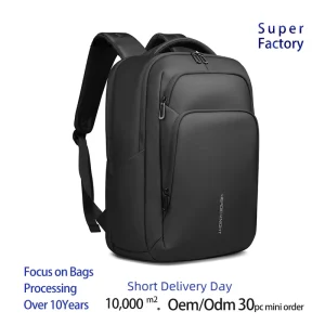 Smart Waterproof Oxford Men’s Business Laptop Backpack with Zipper Closure Custom Anti-Theft USB Charging Port