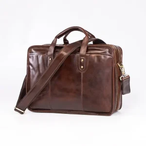 Source Factory Vintage Genuine Leather Men’s Briefcase Handbag Laptop Business Bag