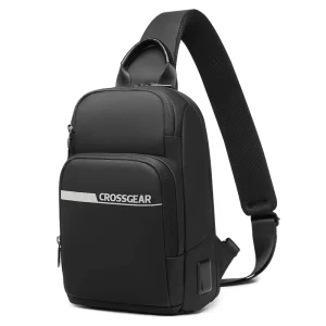 Sports Utility Sling Bag for Active Men Breathable Mesh Back Crossbody Bag Water Resistant Chest Bag with USB Charging Port