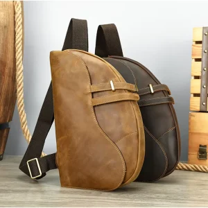 Spot Custom Factory Direct Batch Genuine Leather Vintage Chest Bag Crazy Horse Leather Retro Saddle Men’s Messenger Bag Zipper
