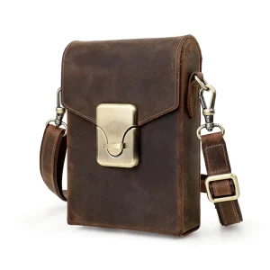 Spot Custom Genuine Leather Vintage Crazy Horse Waterproof Mobile Phone Messenger Bag Handmade Shoulder Slung Multi-Function