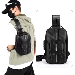 Spring PU Fashion Breathable Waterproof Ultra Lightweight Hard Shell Multi Functional Men’s Shoulder Crossbody Bag Cycling