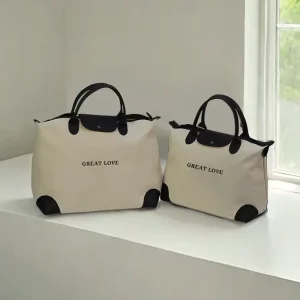 Spring Summer Korean Casual Large Capacity Cotton Linen One-Shoulder Tote Bag Versatile Splicing Women