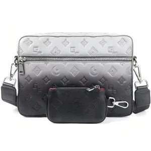 Square Bag Smooth Leather Crossbody Casual Sling Shoulder Messenger Bag Men Bag Manufacturer Trendy Gradient Embossed Bag Set