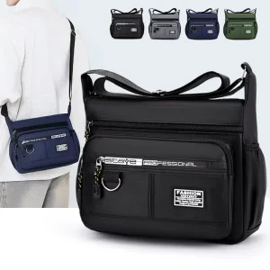 Storage Bag Messenger Shoulder Bag Small Storage Pack for Work Business Waterproof Nylon